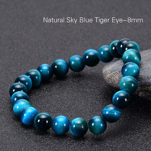 Bohemia Vintage Natural Stone Bracelets - 8mm - Overview & Details Color: Sky Blue Tiger's Eye Stone Material: Natural stone Gender: Unisex Type: Bracelets 8mm beads 18.5cm – Stretchy elastic Bracelet weight: 20g The stone color will NOT fade Nickel & Zinc Free