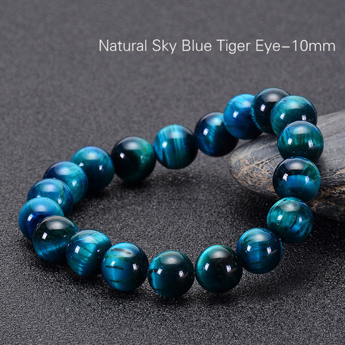 Bohemia Vintage Natural Stone Bracelets - 10mm - Overview & Details Color: Sky Blue Tiger's Eye Stone Material: Natural stone Gender: Unisex Type: Bracelets 10mm beads 18.5cm – Stretchy elastic Bracelet weight: 29g The stone color will NOT fade Nickel & Zinc Free