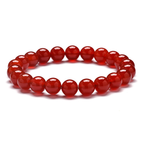 Red Agate Stone Bead Bracelet - 8mm - Overview & Details Color: Red Stone Material: Natural stone Gender: Unisex Type: Bracelets 8mm beads 17cm – Stretchy elastic Bracelet weight: 17g The stone color will NOT fade Nickel & Zinc Free