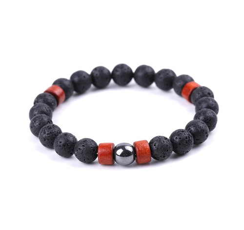 Vally - Charm Natural Stone Bracelet - Lava Stone - Overview & Details Color: Lava Stone Material: Natural stone Gender: Unisex Type: Bracelets 8mm beads 17.5cm – Stretchy elastic Bracelet weight: 11g The stone color will NOT fade Nickel & Zinc Free