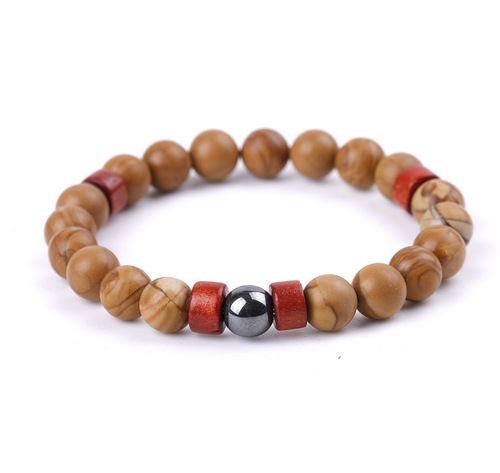 Charm Natural Stone Bracelet - Woody Color Stone - Overview & Details Color: Woody Color Stone Material: Natural stone Gender: Unisex Type: Bracelets 8mm beads 17.5cm – Stretchy elastic Bracelet weight: 15g The stone color will NOT fade Nickel & Zinc Free