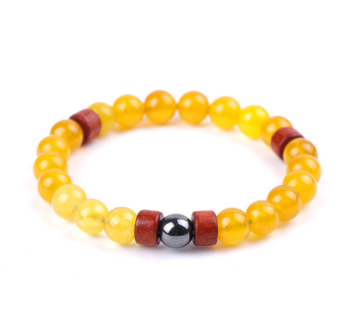 Charm Natural Stone Bracelet - Yellow Stone - Overview & Details Color: Yellow Stone Material: Natural stone Gender: Unisex Type: Bracelets 8mm beads 17.5cm – Stretchy elastic Bracelet weight: 14g The stone color will NOT fade Nickel & Zinc Free