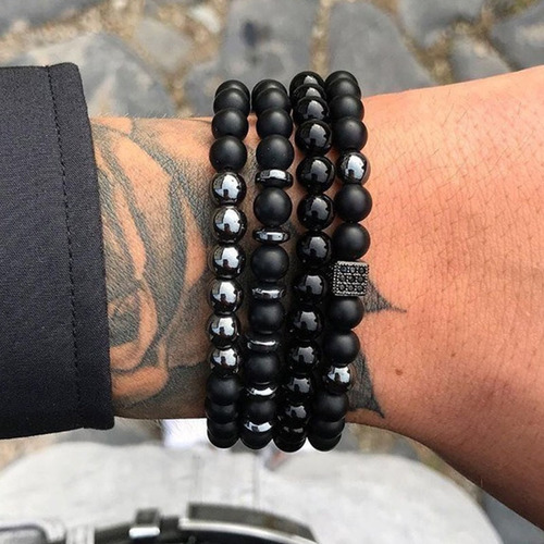 Charm Natural Stone Elastic Bracelet - Black Charm - Overview & Details Color: Black Charm Material: Natural stone Gender: Unisex Type: Bracelets 6mm beads 18.5cm – Stretchy elastic Bracelet weight: 43g The stone color will NOT fade Nickel & Zinc Free 4 Bracelets