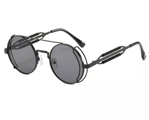 Black metal spring sunglasses - Gender: Unisex Color: Black  Frame material: Metal Lenses material: PC
 Lenses optical attribute: UV400 Size: Adult size