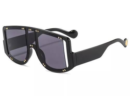 Conjoined black sunglasses - Gender: Unisex Color: Black Frame material: Plastic+Metal Lenses material: PC Lenses optical attribute: UV400 Size: Adult size