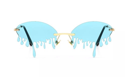 Melted sky blue sunglasses - Gender: Unisex Color: Skyblue + gold Frame material: Metal Lenses material: PC Lenses optical attribute: Polarized Size: Adult size