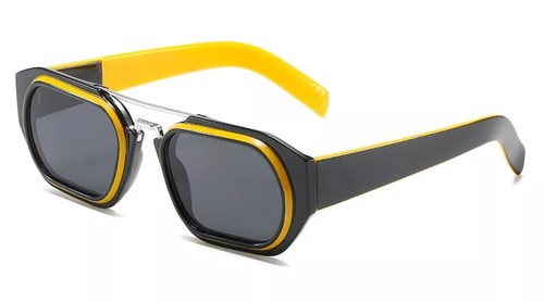 Vally - square frame black yellow sunglasses - Gender: Unisex
 Color: Black and yellow Frame material: PC Lenses material: PC Lenses optical attribute: UV400 Size: Adult size