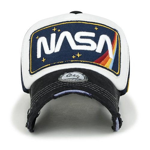 Black Bill Ililily NASA Worm Logo Embroidery Baseball Cap Mesh Snap Back Trucker Hat