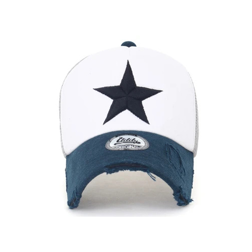 White Navy Ililily Star Embroidery Black White Trucker Hat Cotton Baseball Cap