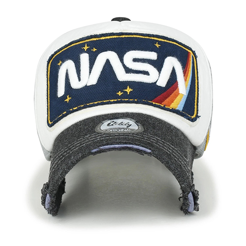 Grey Bill Ililily NASA Worm Logo Embroidery Baseball Cap Mesh Snap Back Trucker Hat