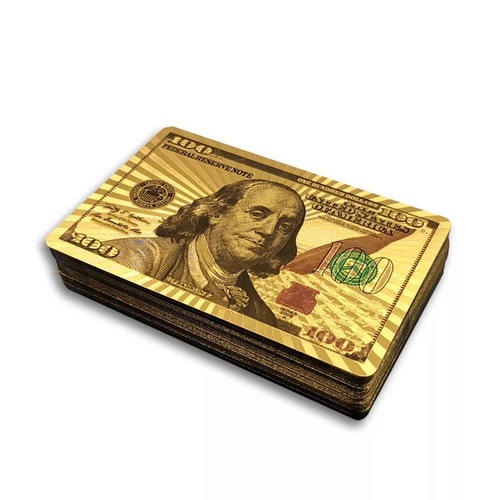 Playing cards 100 Dollar gold