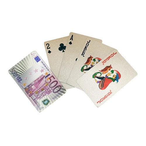 Playing cards 500 euro silver