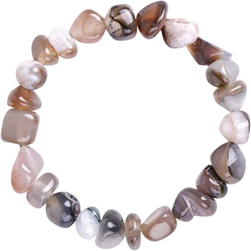 Irregular Natural Stone Colorful Agate Beads Elastic Bracelet - Coffee Stone
