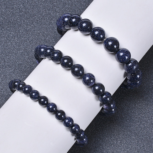 Natural Stone Dark Purple With Glitter Bracelet - 8mm
