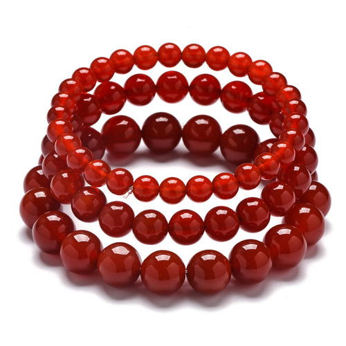 Red Agate Stone Bead Bracelet - 6mm