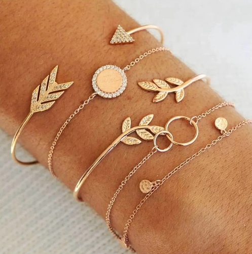 circle arrow plant design bracelet - A set that contain 5 bracelets