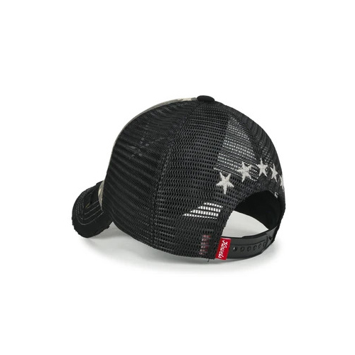 Black Camouflage Ililily Star Embroidery Black White Trucker Hat Cotton Baseball Cap