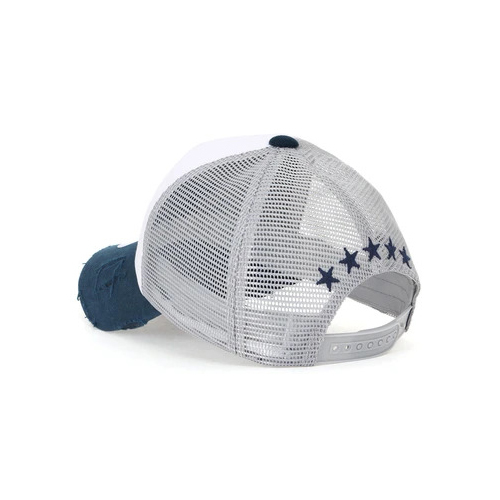 White Navy Ililily Star Embroidery Black White Trucker Hat Cotton Baseball Cap