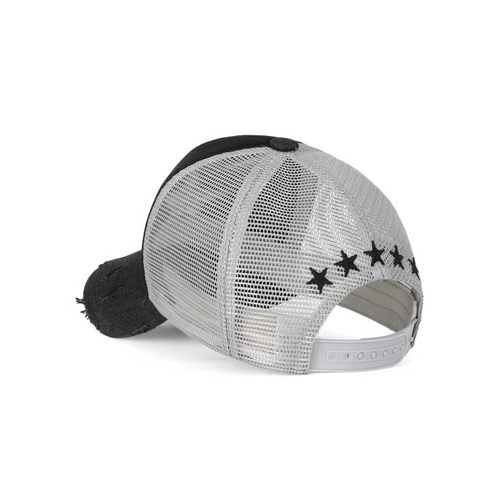 Black Ililily Star Embroidery Black White Trucker Hat Cotton Baseball Cap