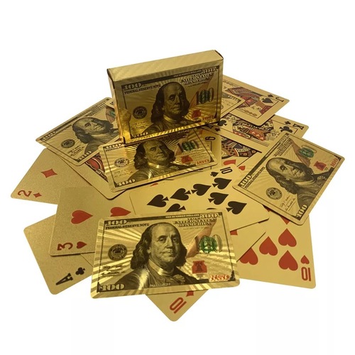 Playing cards 100 Dollar gold
