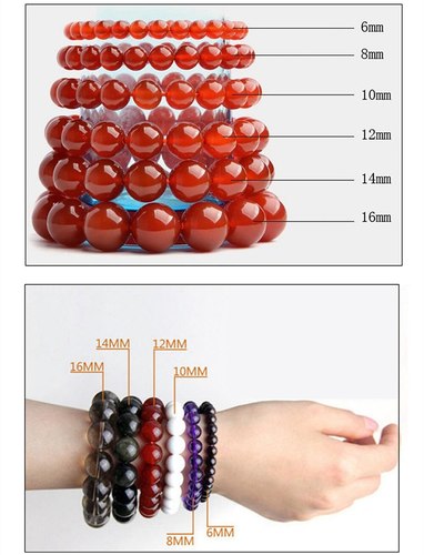 ستايل بسيط لحجر العقيق الأسود اللامع الطبيعي - 14mm