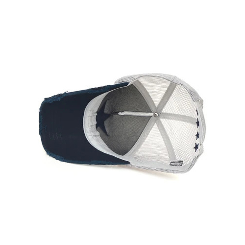 White Navy Ililily Star Embroidery Black White Trucker Hat Cotton Baseball Cap