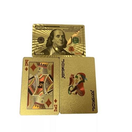 Playing cards 100 Dollar gold