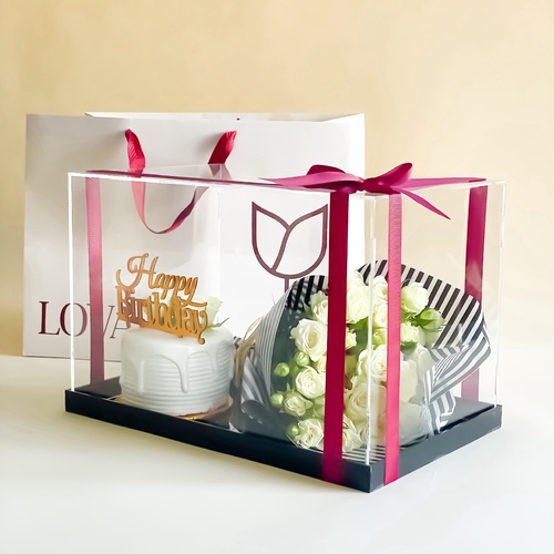 Mini cake with Baby Jory - Acrylic Box with Minicake for 2 with Baby Rose
Write the dedication of the card in the notes field