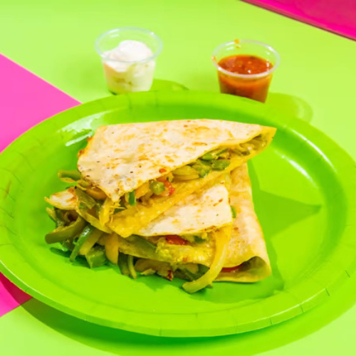 Vegetable Quesadilla - Tortilla with Guacamole, Grilled Vegetables and Shredded Cheese