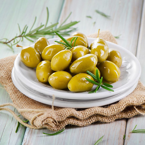 Al Ard Altayiba - Crucidi green olives with rosemary