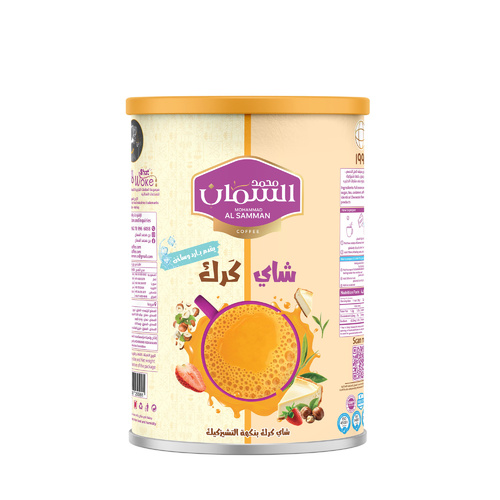 Al Saman Karak Tea Cheesecake Flavor – 640g (32 Cups) - Experience luxury at its finest with our premium Karak Tea, crafted from the finest black tea leaves carefully blended with pure cardamom.
Enhanced with premium saffron, each sip delivers a harmonious flavor with the rich aroma of cardamom, crowned by a golden saffron hue, offering a sensory journey that reflects the essence of refined Eastern hospitality.