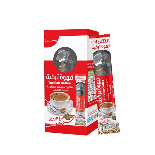 تمام يزن 👌، بعد إضافة اسم السمان:بالعربي:قهوة تركية وسط السمان – بدون هيل (10 مغلفات)بالإنجليزي:Al S - Discover the magic of Turkish coffee with its traditional character and high quality from Al Saman Food Industries.
Carefully roasted and finely ground to deliver a rich flavor and authentic foam, ready in moments to take you on a journey of calm and deep taste.