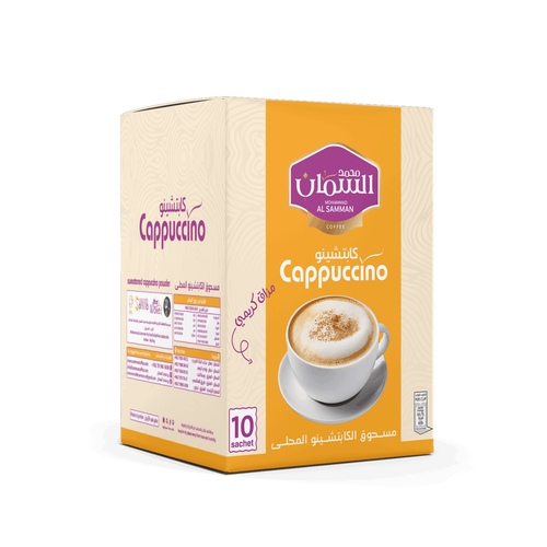 بالعربي (عنوان مختصر):مسحوق كابتشينو السمان – 10 مغلفاتبالإنجليزي:Al Saman Cappuccino Powder – 10 Sa - Carefully roasted coffee, blended with creamy milk and smooth foam that melts in your mouth,
offering you a complete experience of warmth and comfort with every sip.


A rich flavor that fills the air, refreshes your day, and gives you an unforgettable moment of relaxation.
Your companion in the morning and your calm in the evening.