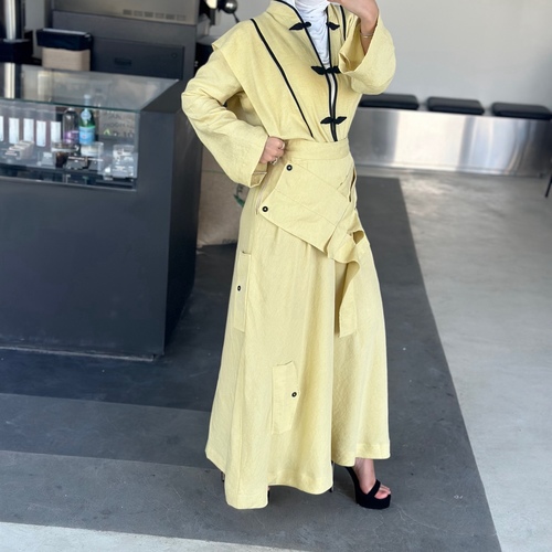 yallow set - 2 pieces , top + skirt
