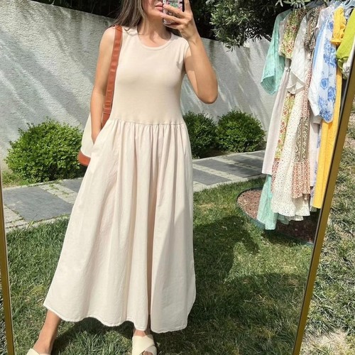 Beige Summer Basic Dress