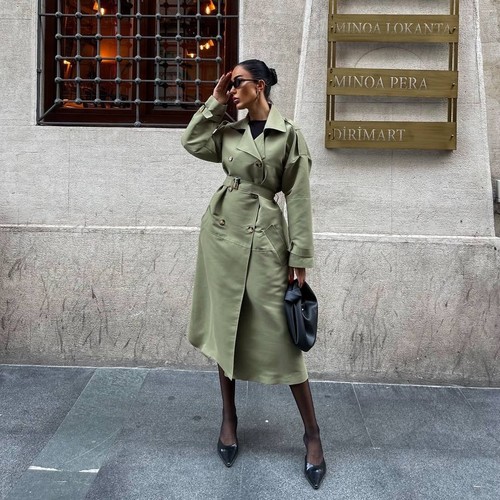 Pistachio trenchcoat - FREE SIZE ( S-M-L-XL)