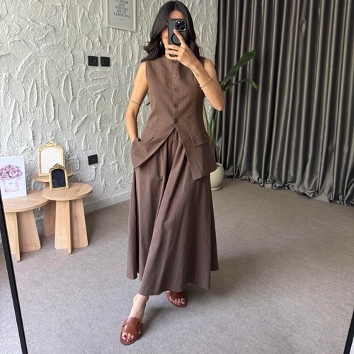 Pecan Vest skirt suit