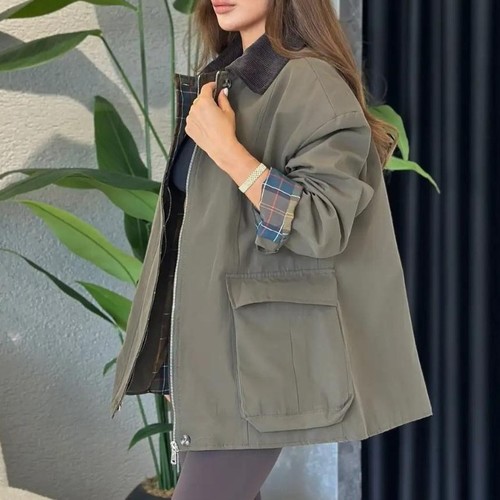 Olive Cozy Jacket - Length: 70 cm