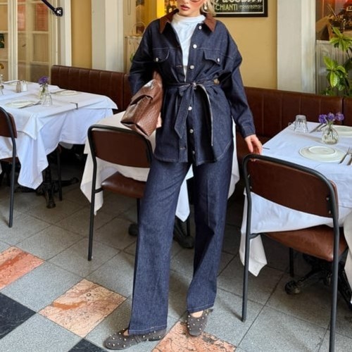 Trendy Short Trenchcoat + Pantolon