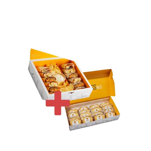 Gathering box + cake mix box - 12pcs mini sandwiches with sauce and chips + mix orange ,carrot cake mix