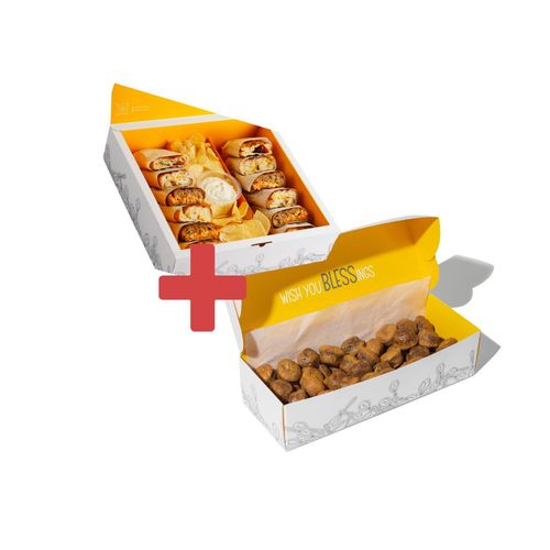 (12pcs)Sandwich box +(50pcs)Cookie bites box - 50pcs cookie bites mix  with sandwich box .(12 pcs mini subs. sauce ,chips)