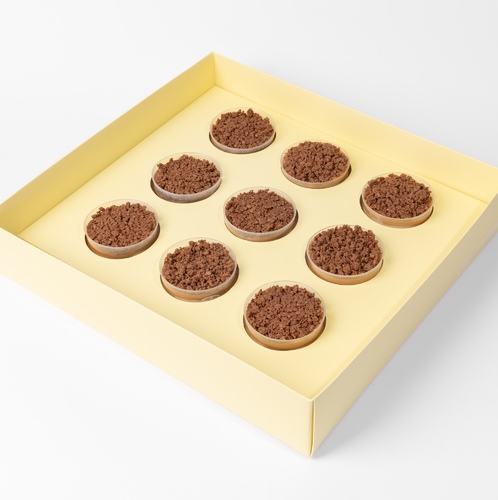 Crunchy Trifle mousse - Want a dessert that transforms any gathering? 😍🍫  Our Trifle is layered with rich chocolate fudge, smooth mousse, caramel, and a crunchy twist. A premium treat delivered fresh in elegant packaging — perfect for diwaniya, family nights, or friendly gatherings. Try it today and enjoy 10% OFF with code: B10.