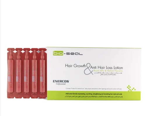 Enercos Professional Bioseal Anti Hair Loss Lotion | 10 Ml X 12 - Anti Hair Loss Lotion:&nbsp;Designed to address hair loss concerns with a focus on trichology, the study of hair and scalp health. Advanced Formula:&nbsp;Features an innovative combination of ingredients enriched with royal jelly, herbal placenta protein extracts, vitamins, and minerals. Royal Jelly and Herbal Placenta Protein Extracts:&nbsp;Help to strengthen hair follicles, improve scalp health, and encourage healthy hair growth. Enriched with Vitamins and Minerals:&nbsp;Provides nutrients that support the hair growth cycle and help maintain strong, resilient hair. Effective Hair Loss Prevention:&nbsp;Acts to prevent hair fall by nourishing the scalp and hair follicles, promoting stronger, healthier hair growth.