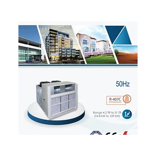 مكيف - New SKM PACL CE Series Packaged Air Conditioners are designed and manufactured to meet the requirements of Gulf's severe climatic conditions and are specifically built for ducted systems which will enable them to be installed easily on roof tops or on the ground. The PACL CE series Packaged Air Conditioners are compact, quiet, most efficient and self contained units are ideal for commercial and top end residential applications. SKM PACL CE Series are available in 15 different sizes from 4.2 to 31 TR (14.8 to 109 kW) in 50 Hz at nominal AHRI conditions. PACL CE units are designed, rated and manufactured in accordance with AHRI 210/240 and 340/360 standards. The PACL CE series units from SKM are completely assembled, leak tested, vacuumed, internally wired and fully charged with R-407C refrigerant at factory. Each unit is fully factory tested before dispatch and is ready for installation. All that is required on the site is to connect ducts, drain lines, main power supply and field wiring to the thermostat. This greatly reduces the installation works and cost. SKM PACL CE series packaged air conditioners are designed to operate in a wide ambient temperature range between 50°F (10°C) to 125.6°F (52°C),based on specific conditions & model applies. Two independent refrigeration circuits are provide where two compressors are used. The PACL CE series are tested and operated satisfactorily at 125.6°F (52°C) ambient temp.with more than 2 hours continously running without tripping or over heating. SKM provides qualified service and stock of replacement parts in all major cities of the GCC countries, Egypt, Jordan, and Pakistan. See back cover for details or call SKM. SKM Air Conditioning LLC