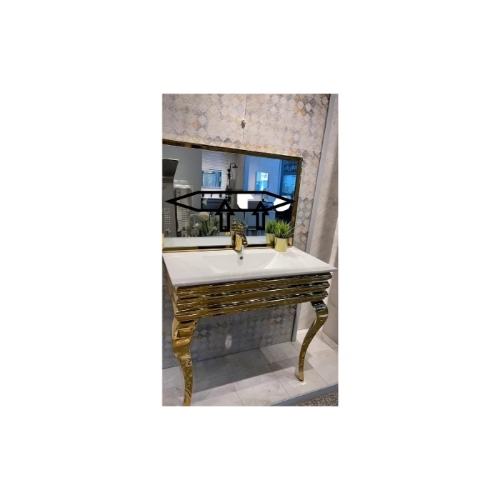 حوض غسيل باطار ذهبي 90 سم - Washbasin 90 cm  golden frame