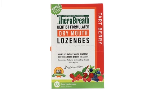 TheraBreath Dry Mouth Lozenges with ZINC, Tart Berry Flavor, 100 Lozenges