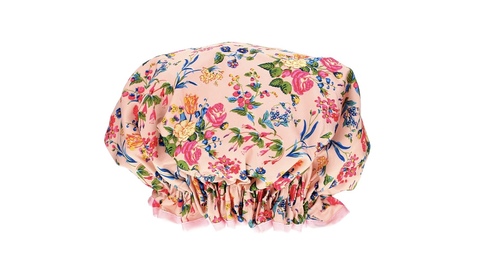 Shower Cap Pink Floral Satin