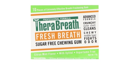 TheraBreath Fresh Breath Chewing Gum with ZINC, Citrus Mint Flavor, 10 Count