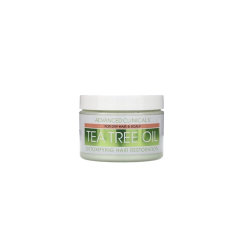 ADVANCED CLINICALS, TEA TREE OIL DETOXIFICATION HAIR MASK (340G) - Advanced Clinicals Tea Tree Oil Detoxifying Hair Mask is made with tea tree oil, coconut oil, and vitamin B5. Tea tree oil moisturizes the scalp while preventing build up of excess oil. This detoxification helps facilitate hair growth. Because of the antimicrobial and the oil’s anti fungal properties it can be effective for treating a dry, itchy and dehydrated scalp. All of Advanced Clinicals' hair masks are made in the U.S.A and are free from DEA, parabens, sulfates, formaldehyde and animal testing.