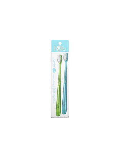 hello Blue + Green BPA-free Toothbrush, Twin Pack, Soft Tapered Bristles, 2 Count